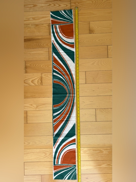 Accessories - Vintage Midcentury Matte Satin Scarf Green/Orange